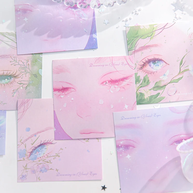 60 листов Indulge in Eye Series Kawaii Ins, отрывная памятка для сообщений, креативный коллаж, сделай сам, скрапбук, эстетика ручной работы, крафт-бумага