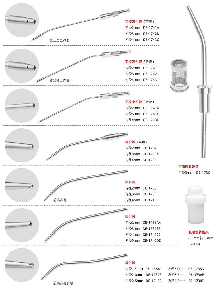 1Pc 23Size Oral Suction Tube Implant Straw Dental Aspirator Stainless Steel Metal Strong Suction Weak Suction Straw