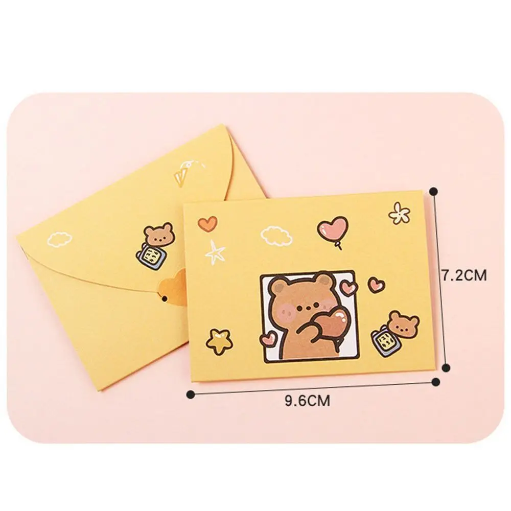 Cartão dos desenhos animados para presente de ano novo, bênção do urso e do coelho, obrigado Envelope, Ins Decoração, papel de carta, 9 estilos, bonito