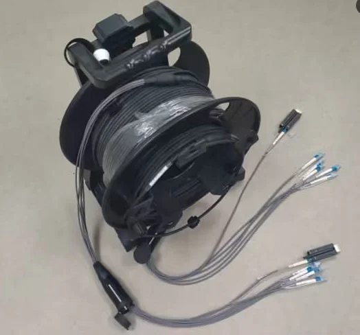 12 Cores  Lc Fiber Optic Connector Armored Cable a Reel 300 meters Length for Euipments Connect signal Transfer