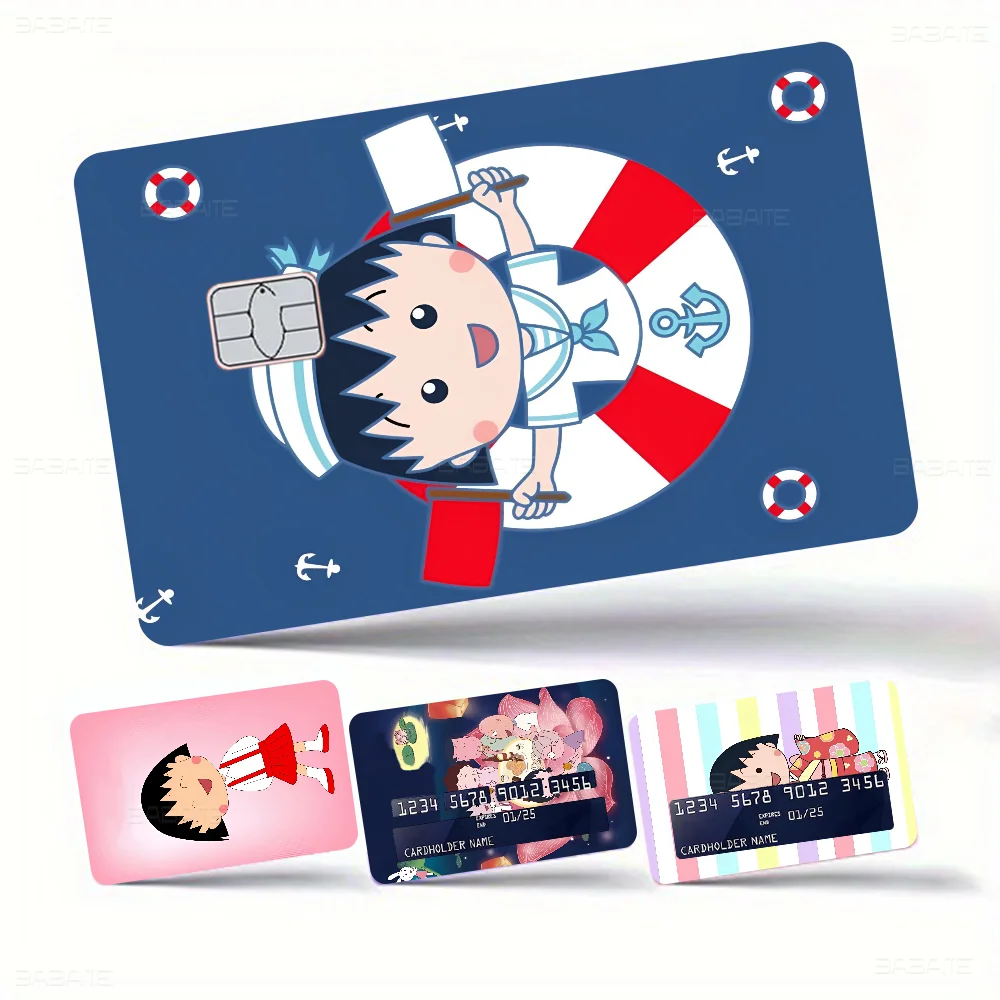 Chibi Maruko Chan Fashion Cute Cartoon Cat Painting Anime Game Unique Film Sticker Case Skin For Credit Card No Chip