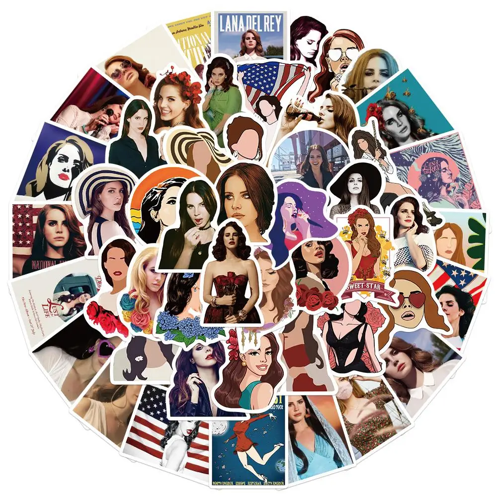 50PCS Singer Lana Del Rey Sticker DIY Laptop Guitar Phone Motorcycle Fridge Waterproof Graffiti Decal Kid Gift Toy Sticker