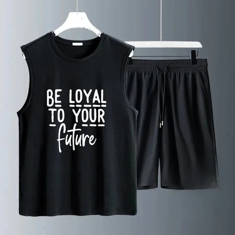 

2025 Thin Casual Men's Set with Vest Stylish Comfortable Summer Outfit Lightweight Breathable Fabric Sports T-shirts+shorts set