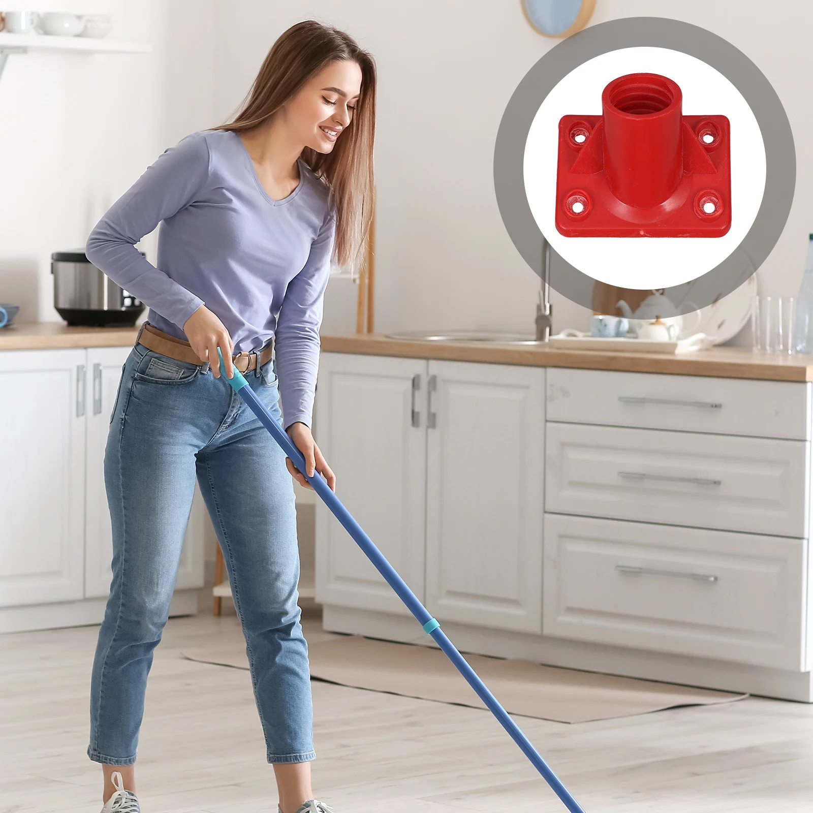 

4pcs Floor Brush Connector Durable Plastic Broom Handle Holder Scrub Link Part Easy Replacement Cleaning