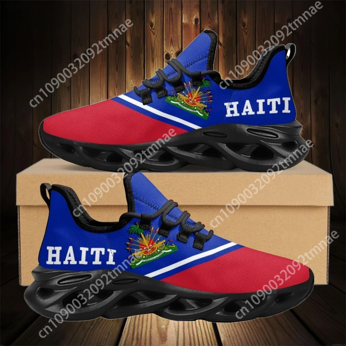 Custom Men's Running Shoes Cushion Haiti Flag Outdoor Sports Jogging Sneakers Mesh Design Classic Plus Size 36-46 Tennis