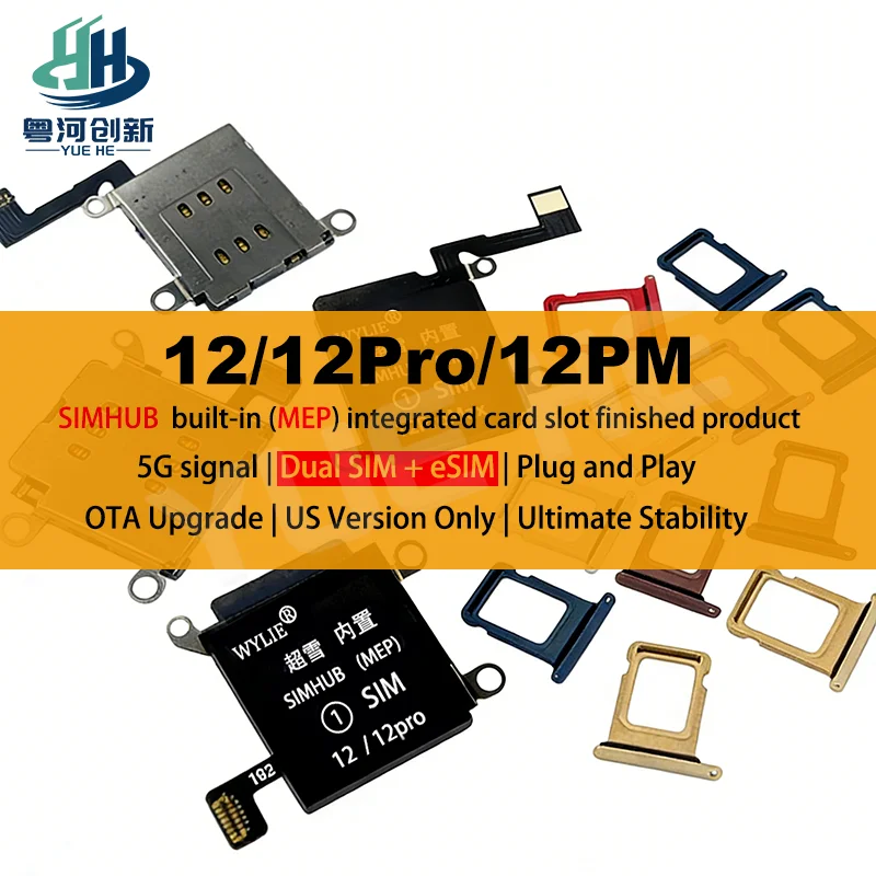 

WYLIE SIMHUB Built in MEP Integrated Card Slot Finished Product for IPhone 12 Series US Version Only 5G Signal Physical