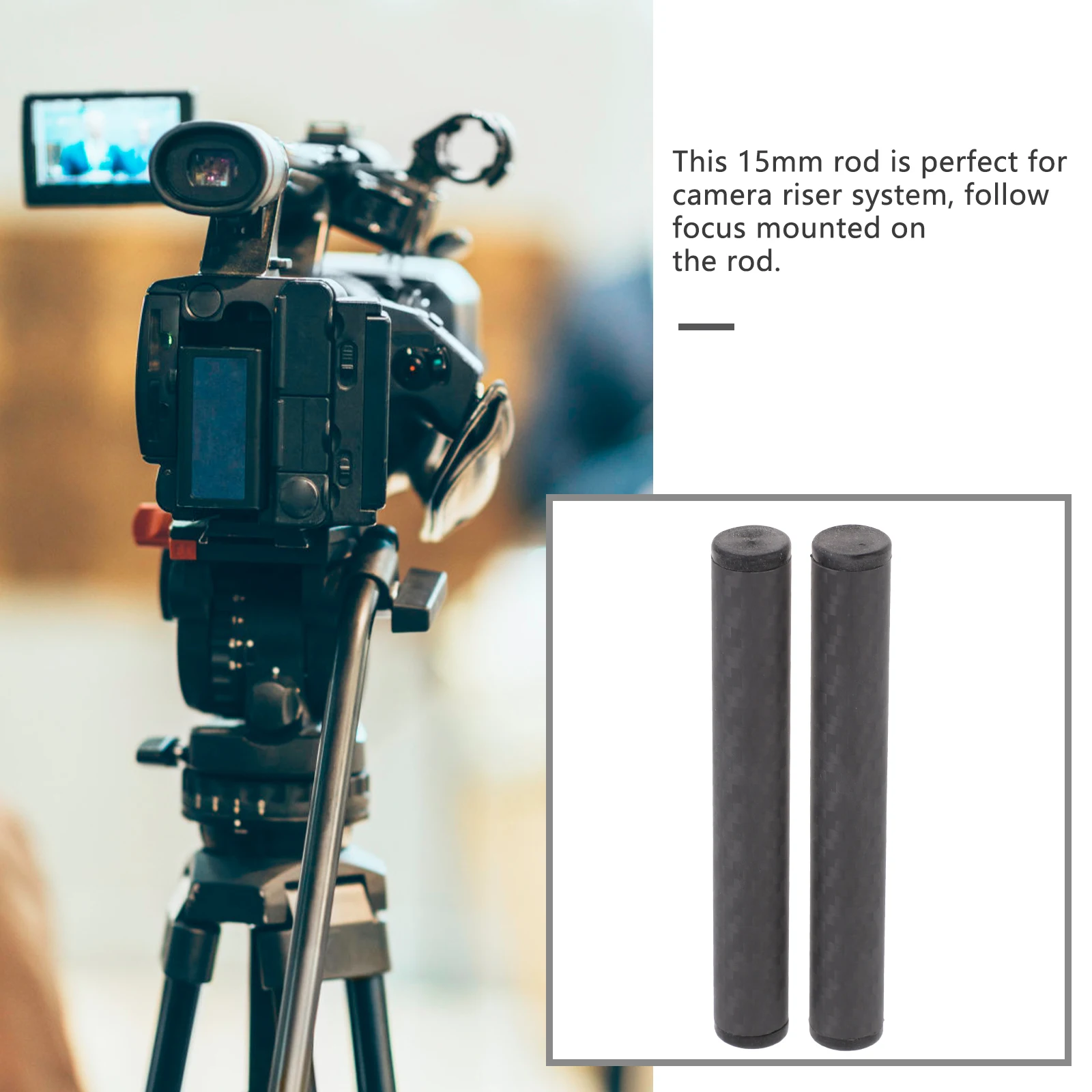 15mm Carbon Fiber Rod for DSLR Rig Mount Black Shoulder Support Weather Resistant Anti Skid 15mm Rail Rod Durable Smooth Surface