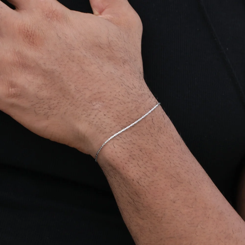 1mm Goldfarbenes Edelstahl-Hammerkettenarmband für Männer, Hip-Hop-Silberfarbener Schmuck, Modisches Damenarmband-Zubehör – Detail 3