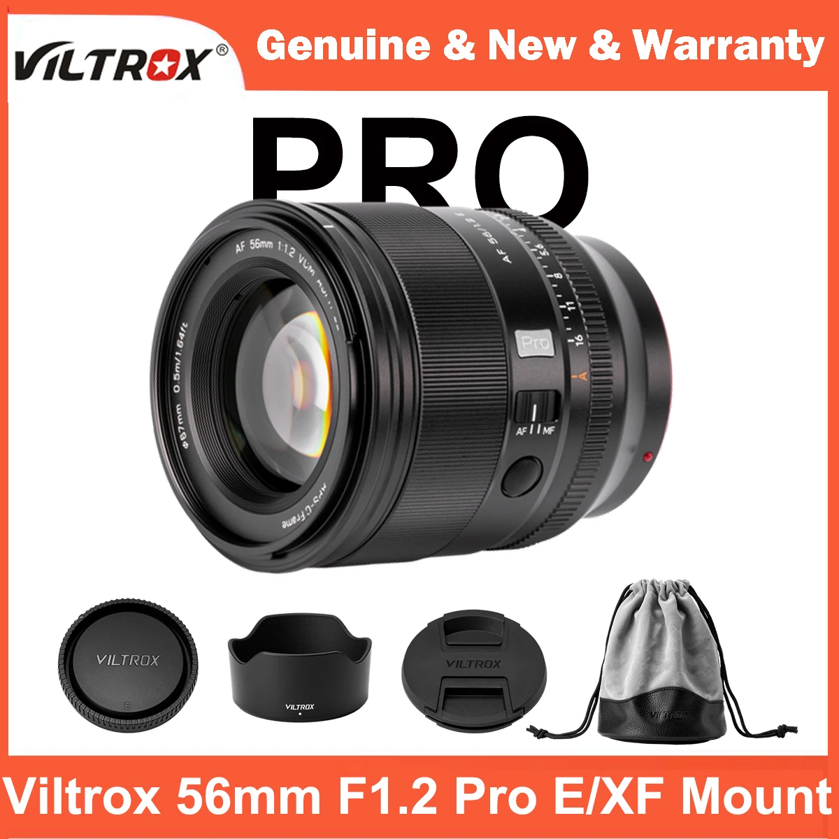Viltrox 56mm F1.2 Pro APS-C Autofocus Large Aperture Prime Lens for Fuji X-Mount X-A7 X-E4 X-H1 Sony E ZV-E10 A6400 A6700 A7IV
