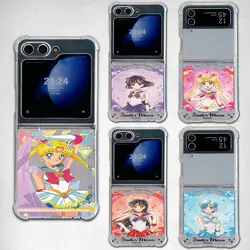 Cute Magic Girl Sailors Moons Phone Case for Samsung Galaxy Z Flip 3 4 Z Flip 5 Z Fold 4 5G PC Soft Anti-fall Back Cover