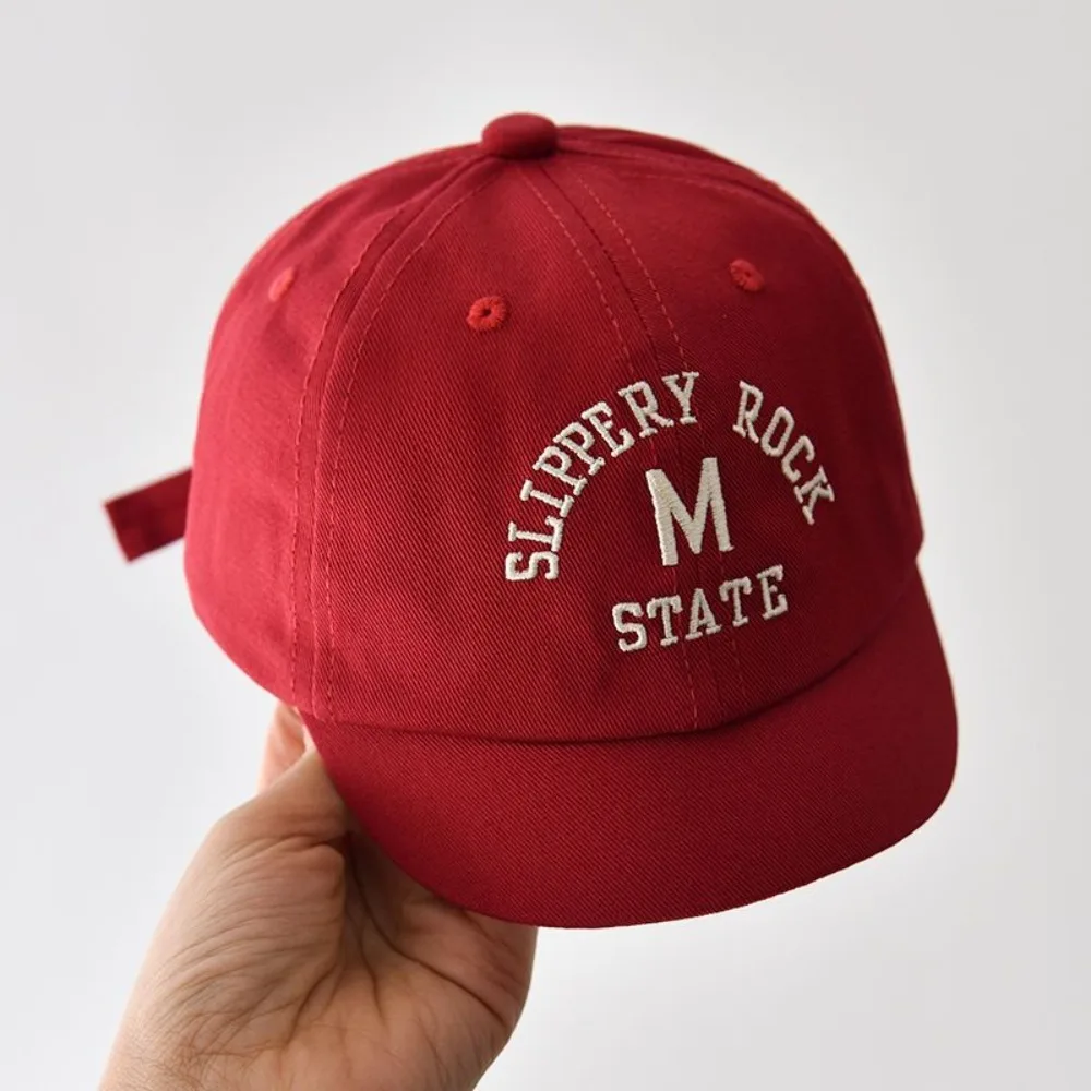 

Korean Letter Embroidered Sun Hat Cotton Adjustable Baby Cap Solid Color Peaked Hat Kids