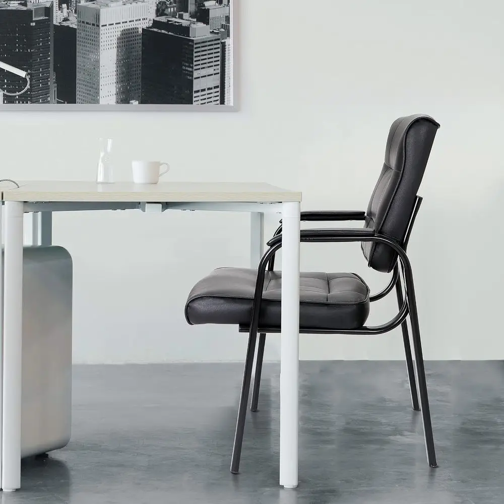 Leather GT Chairs, Retion Chairs Executive Side Chair with Bonded Leather and Black Metal for Waiting Room, Conference