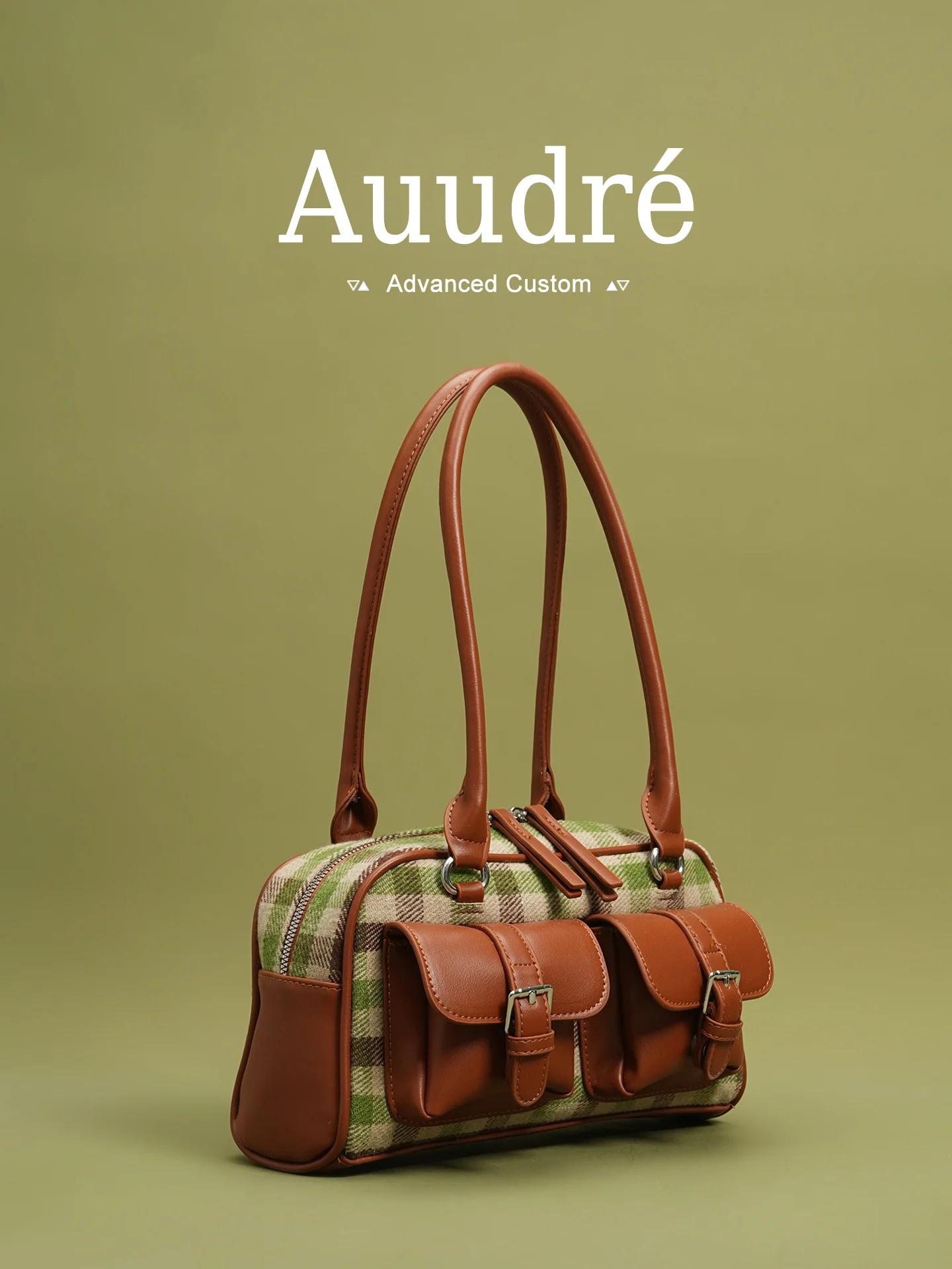 

Женская сумка Auudre Retro Large Capaci в клетку, новая коллекция осень-зима 2026, мягкая сумка-тоут для повседневного использования, корейский стиль