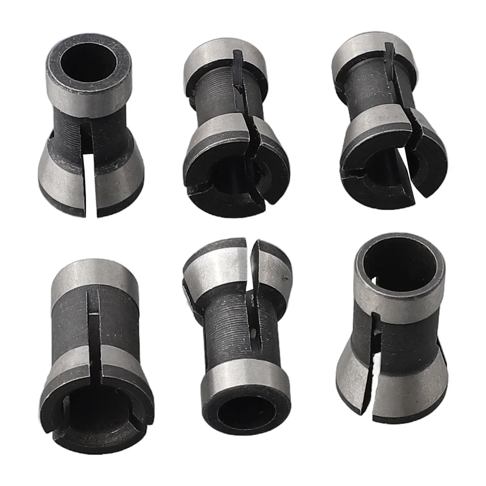 For Trimming Engraving Machine Collet Adapter Bit Collet 6 Pieces Black And Silver Carbon Steel Chuck 6/6.35/8mm