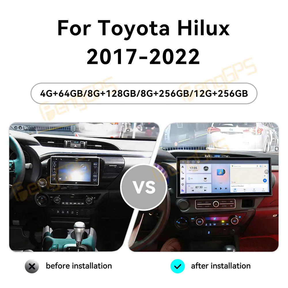 15.8 Inch Screen Car Radio For Toyota Hilux 2017-2022 Android Auto GPS Navigation Multimedia Video Stereo Receiver Head Unit