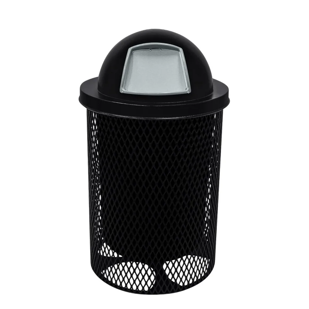 

Heavy Duty 32 Gallon Round Trash Receptacle, Liner Included, Black with Dome Lid, Small Trash Can