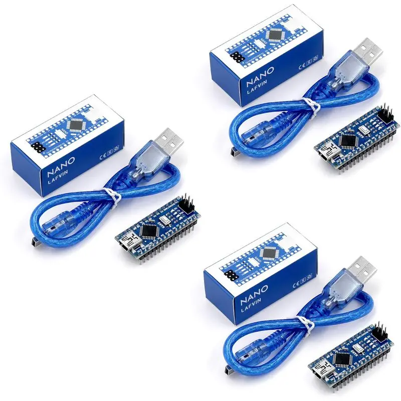 Nano V3.0 ATmega328P 5V 16M Micro-Controller Board Compatible  Arduino IDE (Nano x 3 with USB Cable)