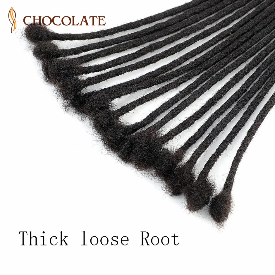 20 Inch Human Hair Dreadlock Extensions 30 Locs 0.6cm Width Handmade Permanent Dreads Extensions For Women/Men