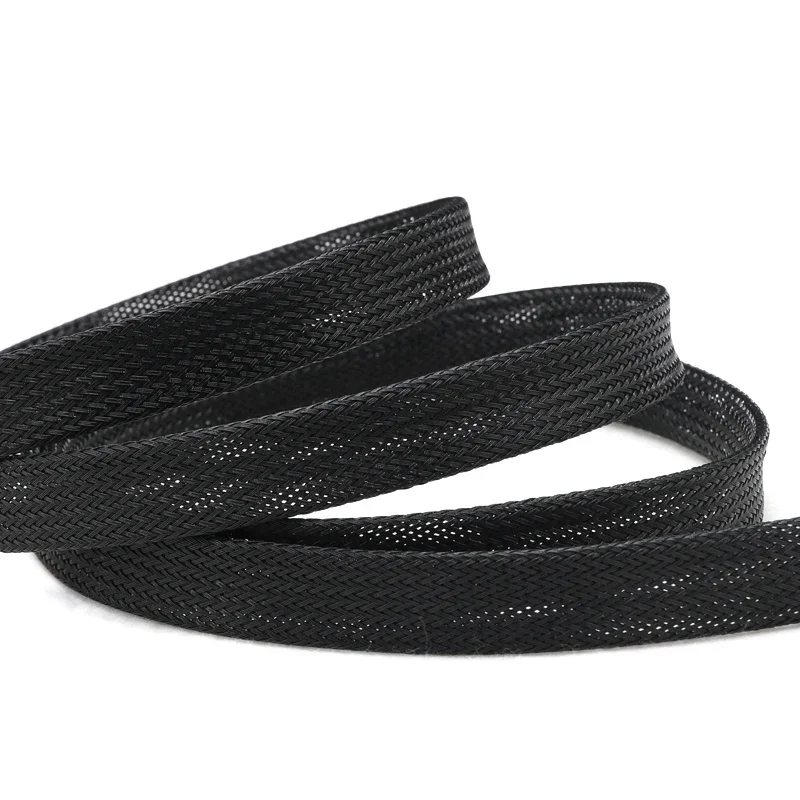 Black PET Braided Cable Sleeve 2/4/6/8/10/12/14/16/20/30 - 60mm Expandable High Density Insulated Cables Protection Wrap Sheath