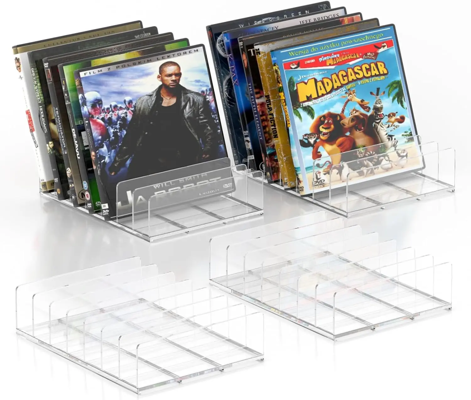 

Acrylic CD Display Rack, Clear DVD Holder & Vinyl Record Display Stand, Storage Organizer Holds up to 14 Standard CD Cases (1)