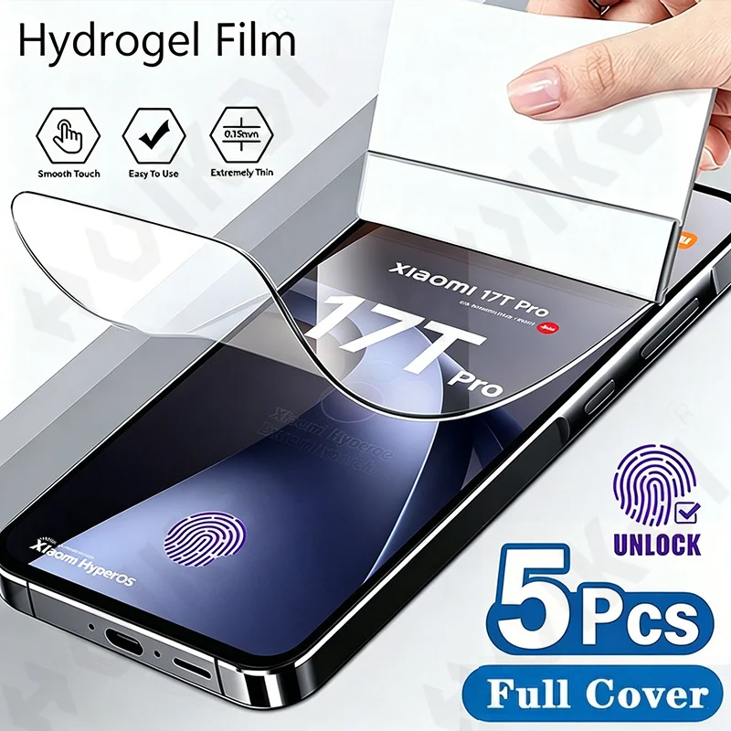 

5 Pcs For Xiaomi 17T 15T Pro Redmi Note 15 Plus Hydrogel Film Transparent Soft TPU Screen Protector Sensitivity Protective Film