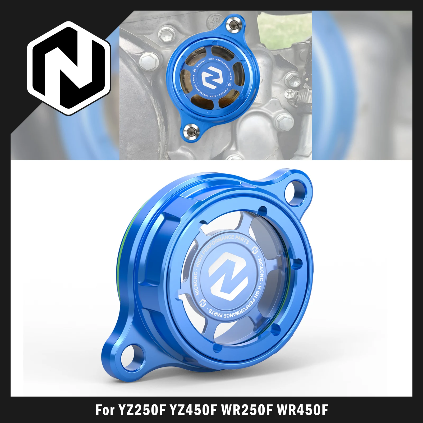 

NICECNC For Yamaha YZ250F WR250F 2015-2024 YZ450F 2010-2022 YZ250FX YZ450FX WR450F 2016-2023 Transparent Oil Filter Cover Cap