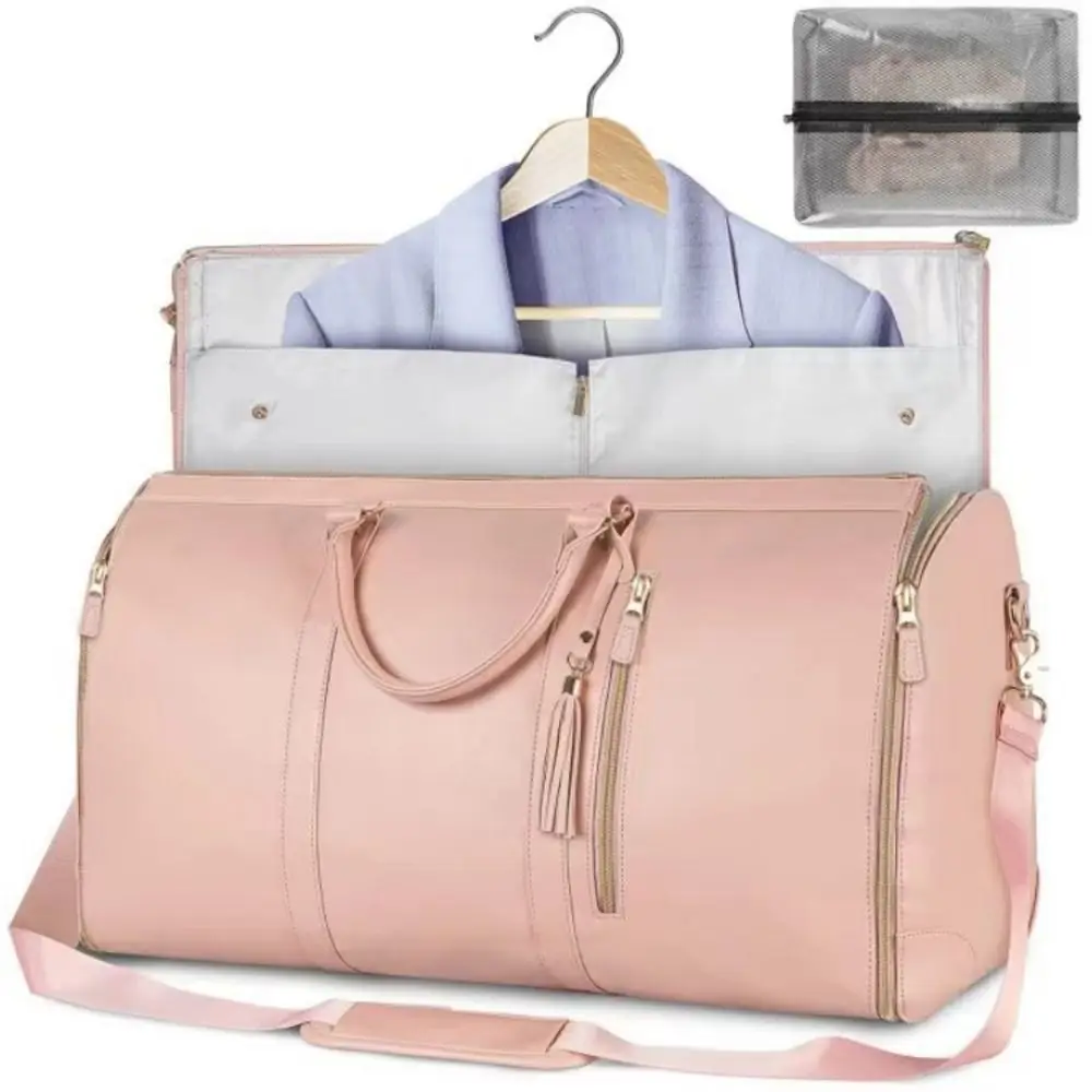 Foldable Travel Clothing Bag Portable Large Capacity Women's Duffel Bag Comfortable Handle Shoulder Strap Hanging Suitcase