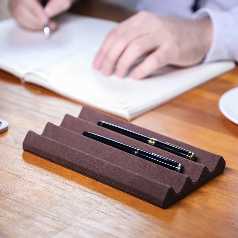 الجلود حامل قلم حبر منظم سطح المكتب القلم عرض علبة تخزين قلم حبر جامع المنظم اللوازم المكتبية #5