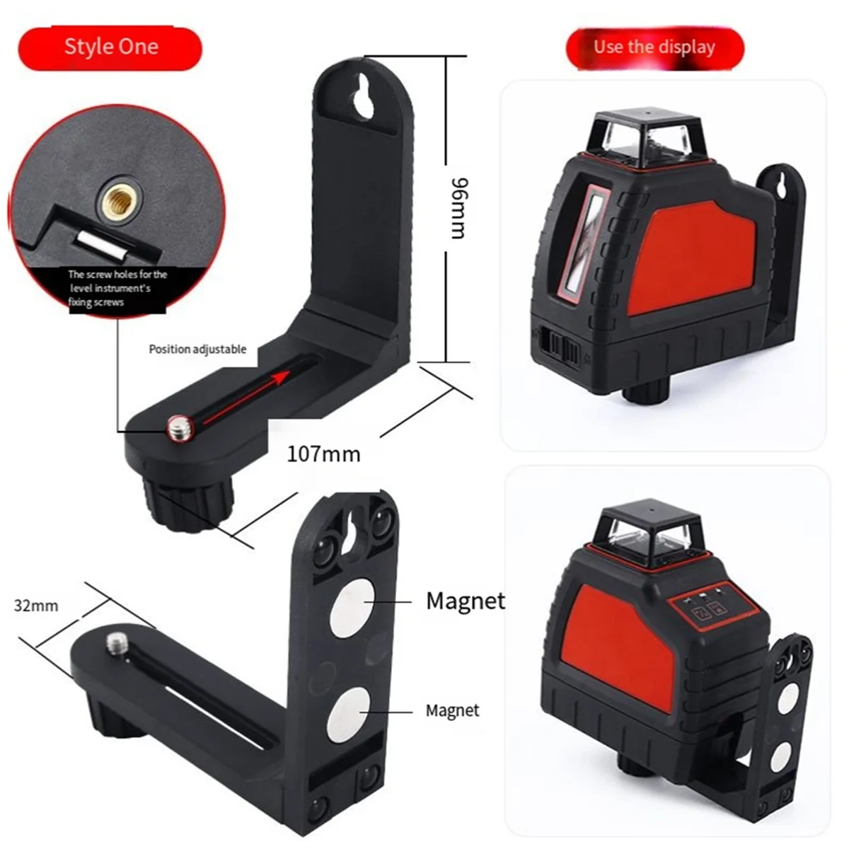 ABME L-Shaped Multifunctional Wall Bracket Magnetic Level Accessory Bracket Wall-Mounted Instrument Wall Mount