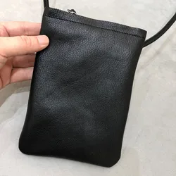 Women Genuine Leather Messenger Crossbody Bag Flap Small Clutch Wallets Shoulder Bag Black Purse Handbag Female Mobile phone bag