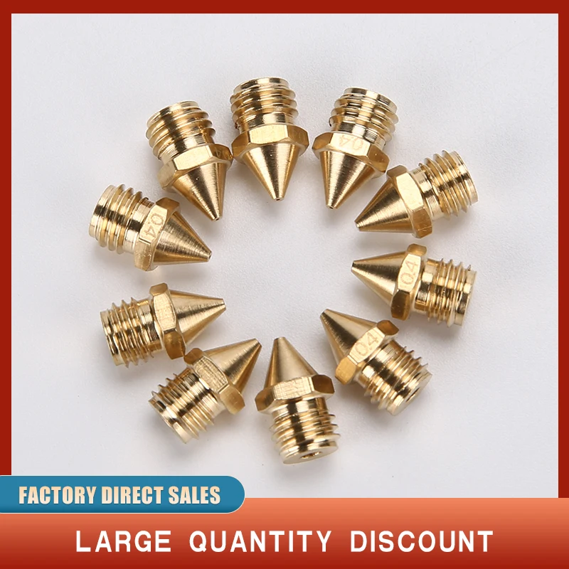 3D Printer Brass Copper Nozzle Size 0.4mm Extruder Print Head For 1.75MM Filament M7 Threaded MK8 Cr-10 Ender 3