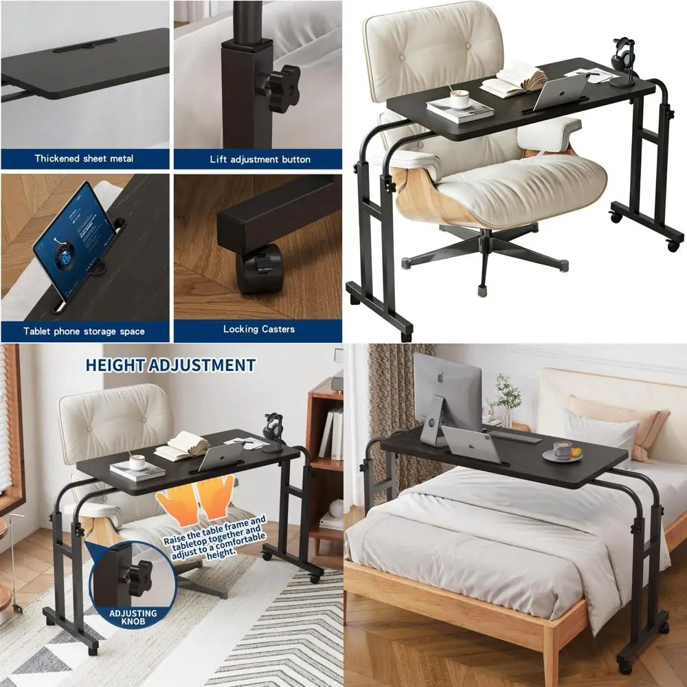 

Adjustable Height & Length Bed Recliner Table with Wheels, Stable Laptop Desk for Kids & Adults