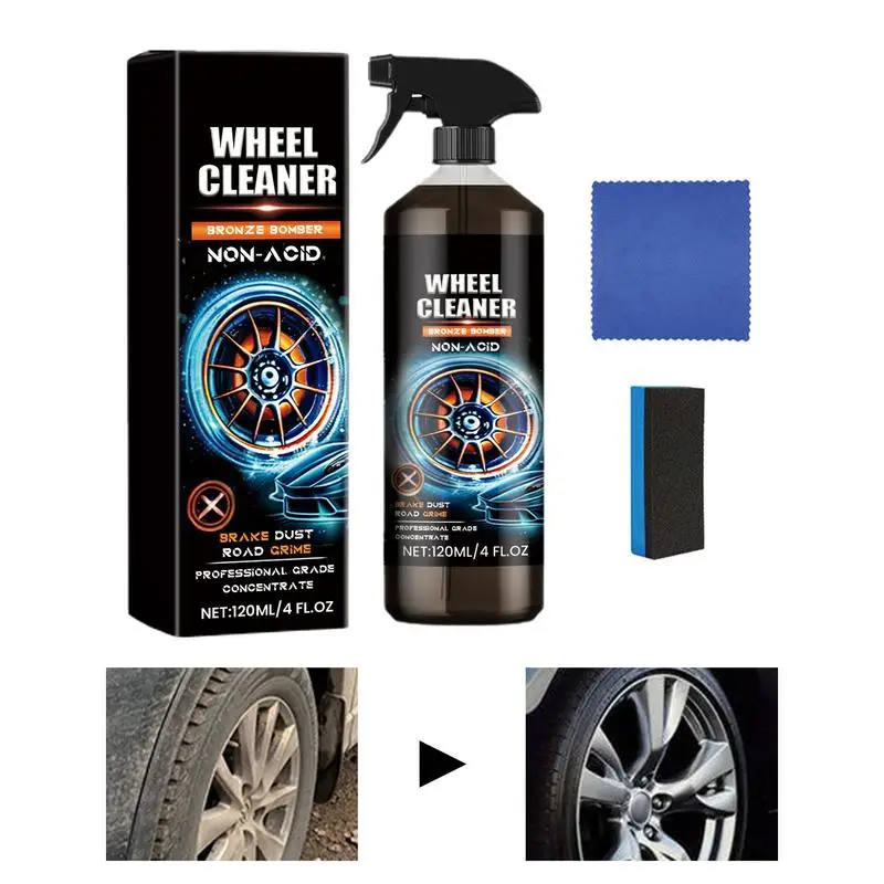 

Auto Wheel Cleaner Cars Rim Cleaner Spray 120ml Car Detailing Solution Car Wash Wheel Cleaning Spray Brake Dust Remover No Scrub