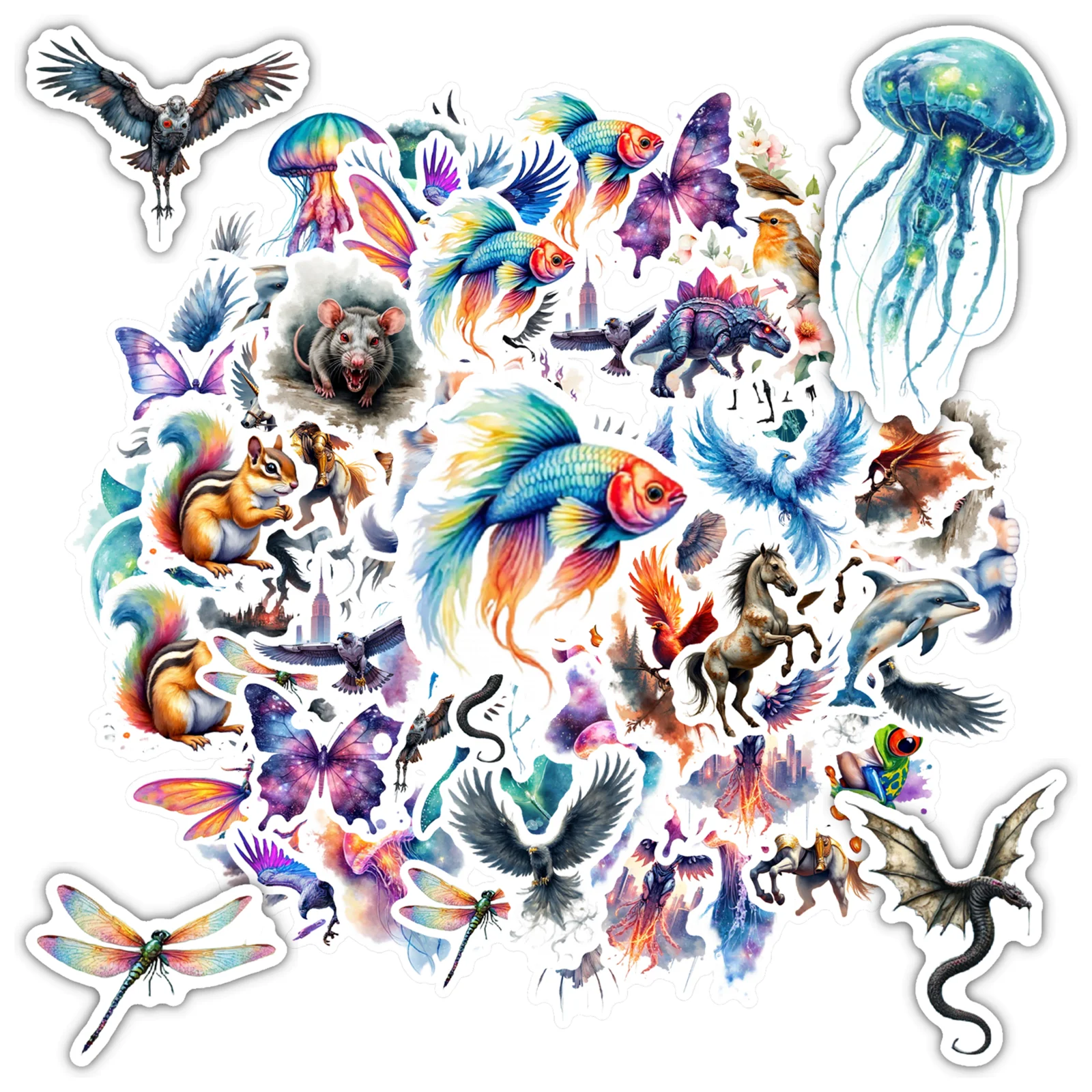 

35 шт.-50 шт. художественные наклейки морской жизни, наклейки с изображением животных в стиле фэнтези, наклейки для гитары, ноутбука, шлема, сделай сам