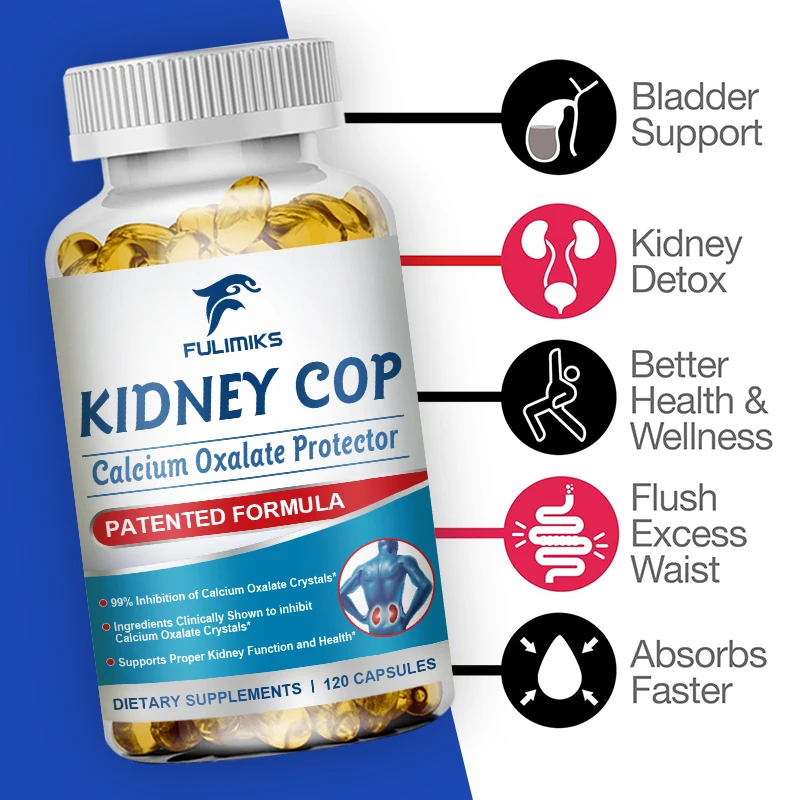 60/120 Capsules Kidney COP Calcium Oxalate Protectant Helps Stop Stone Recurrence Calcium Oxalate Crystal Kidney Support