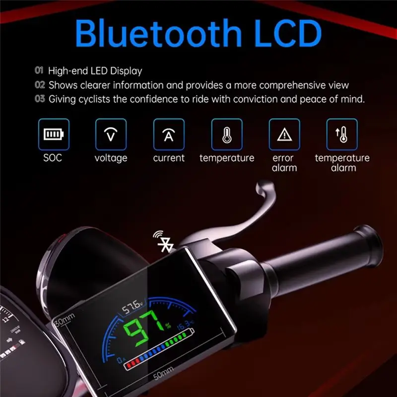 

~【A48T HOT】For Electric Vehicles Monitor Wireless LCD BT Display JBD Smart Battery Management System Communication With Display