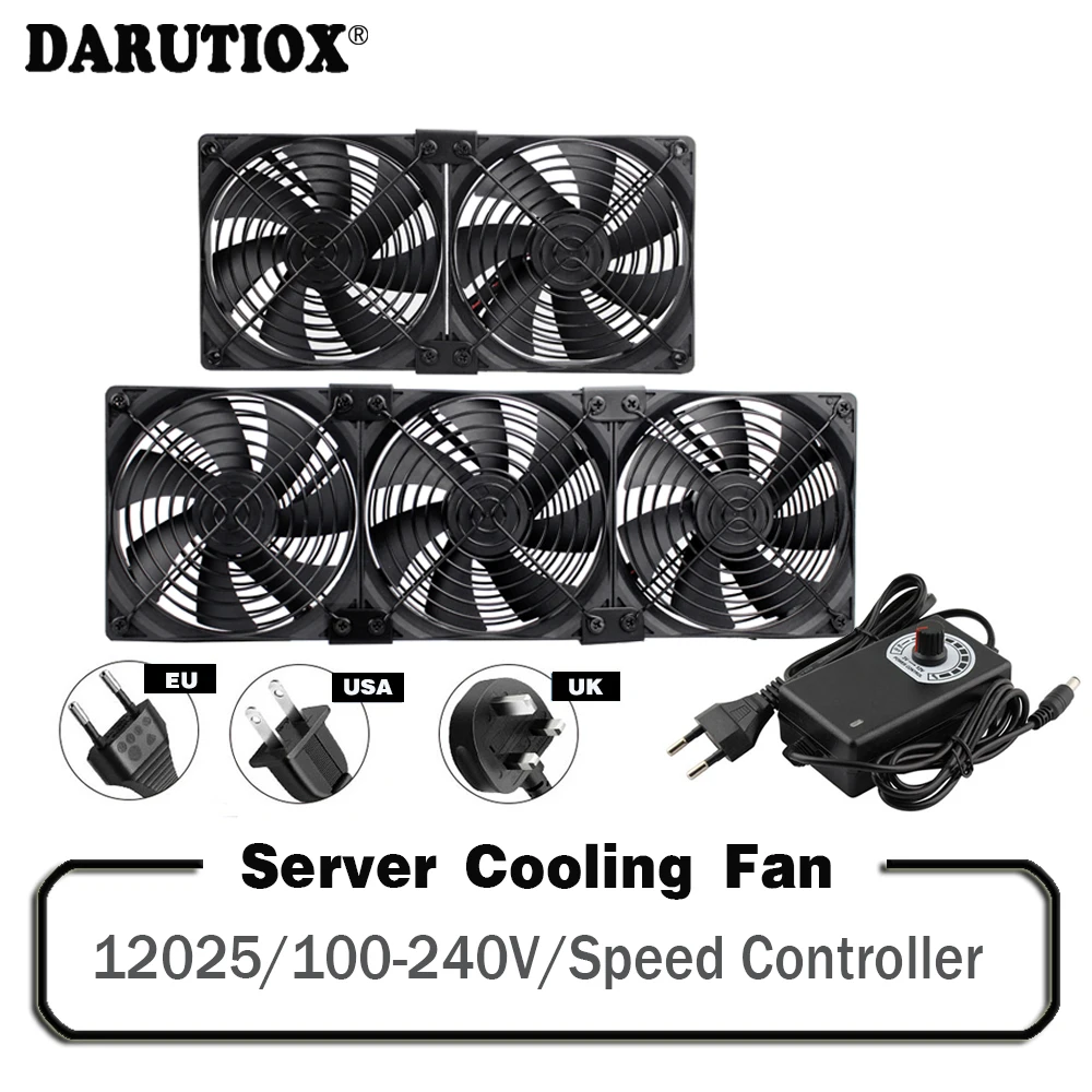 

Darutiox 120mm 3000RPM Fan cooling With controller 12cm 12V 220V Btc Machine Chassis Workstation Cabinet Radiator Server fan