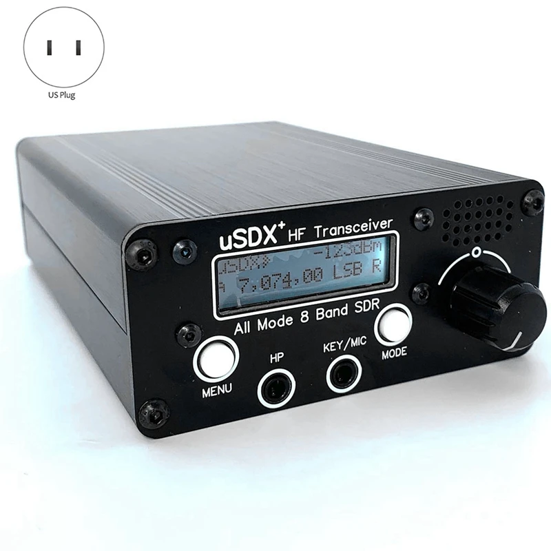 AA58 3-5W USDX+ SDR Transceiver All Mode 8 Band HF Ham Radio QRP CW Transceiver 80M/60M/40M/30M/20M/17M/15M/10M US Plug