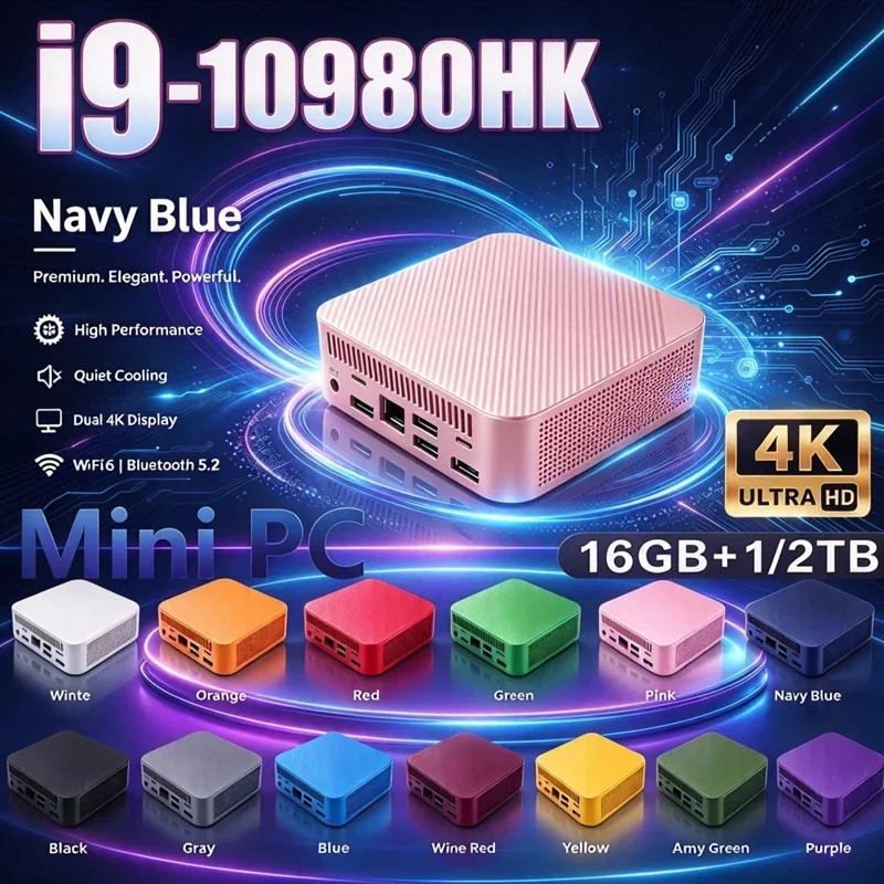 Mini PC Computer Intel I9 10980HK 8GB/16GB RAM 1TB/2TB M.2 SSD Windows 11 Gaming Portable Mini Desktop WiFi6 BT5.2
