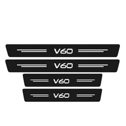 4Pcs Car Door Sill Carbon Fiber Leather Protector Sticker for Volvo V60 V 60 Threshold Pedal Protect Decor Decal Accessories