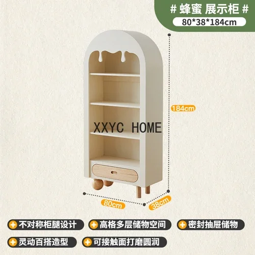 خزانة عرض من الخشب الصلب لغرفة المعيشة، خزانة كتب قابلة للتخزين، أرضية تخزين متعددة الطبقات