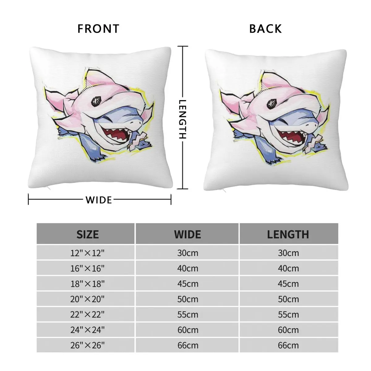 Jeff The Land Shark Square Pillowcase Polyester Linen Velvet Creative Zip Decor Sofa Seater Cushion Cover 18