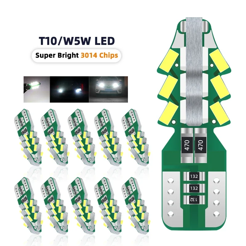 20/40/50pcs T10 194 W5W 3014LED Christmas Tree Shape Canbus Signal Bulbs Car Width Light Clearance Indicator 12V Interior Lamp