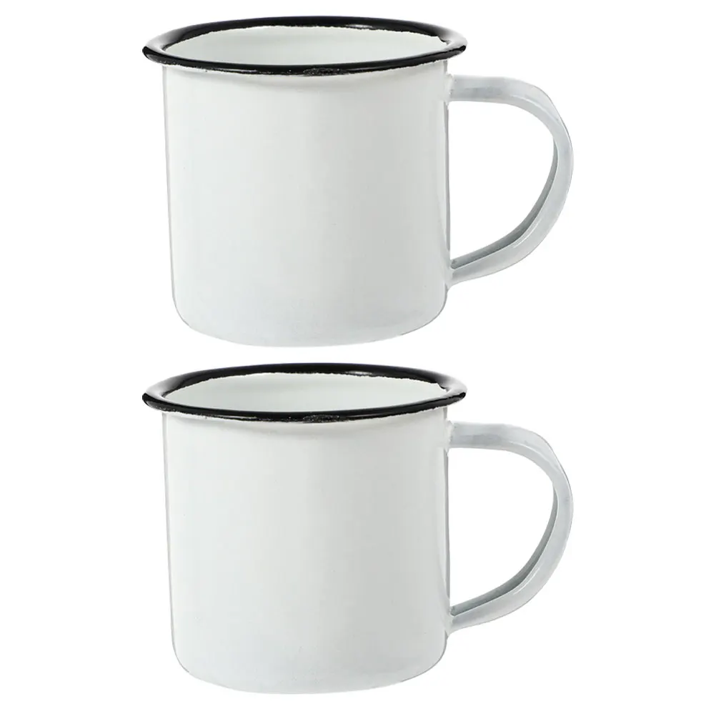

2 Pcs Enamel Water Cup Set Vintage Small Milk Tea Cups Camping Coffee Mugs Durable Iron Easy Clean Creative Design Mug