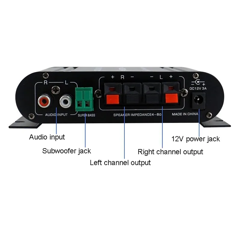 Amplifier Suara Portabel Amplifier Hi-Fi 2.1 Saluran 25W*2+40W Amplifier Subwoofer Audio PowerAmplifier dengan Remote Control