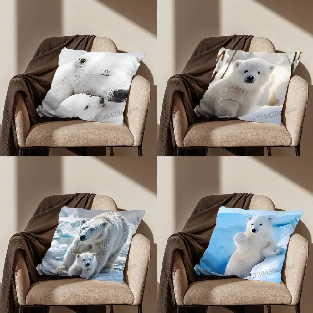 

Polar Animal Bear Throw Pillow Case Living Room Sofa Cushion Cover For Home Bedroom Decoration And Protector
