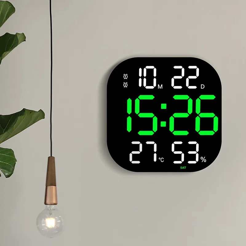 

Wall Clock Large Remote Control Wall Clocks LED Digital Electronic Living Room Gym Timer Office Decorative Large Screen Square