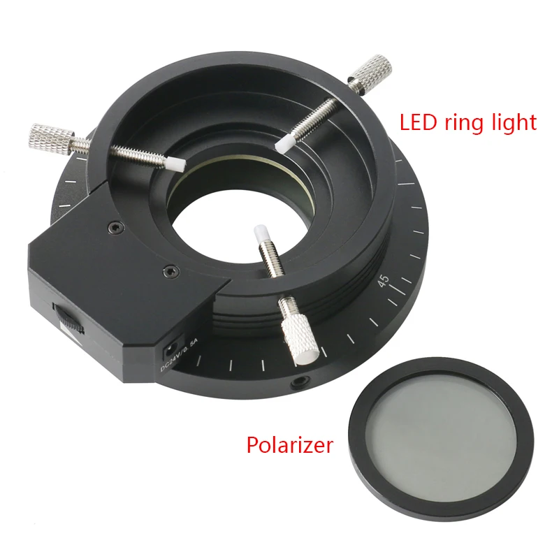 Diameter 62mm Microscope LED Ring Light with Polarizer Adjusted Vision Illuminator Polarized Light Source for Industrial Camera