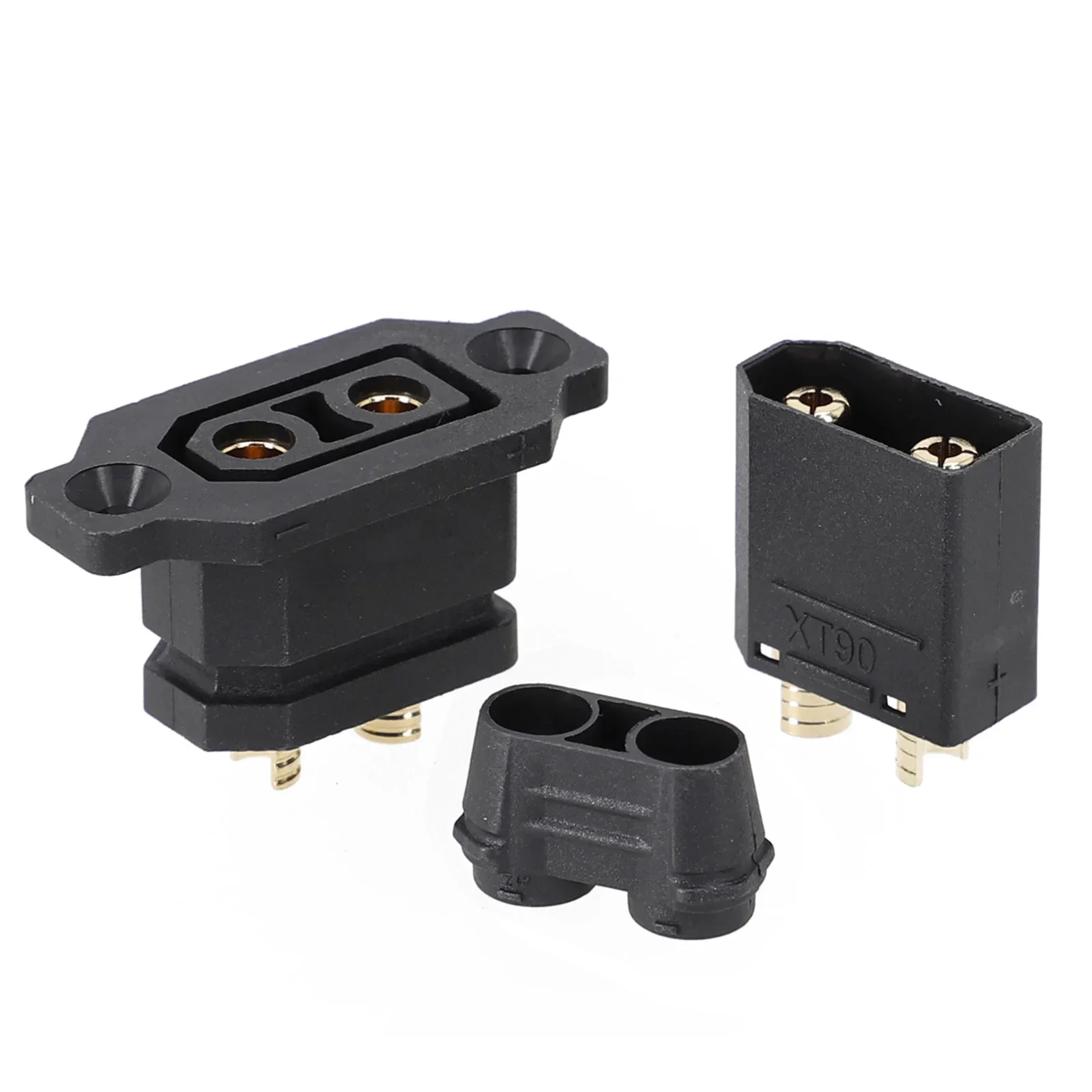Imagem -02 - Conector de Bateria Banhado a Ouro Plugue Fêmea Xt90e Conector Montável Xt90 Soquete Preto Original Amass-xt90e-f
