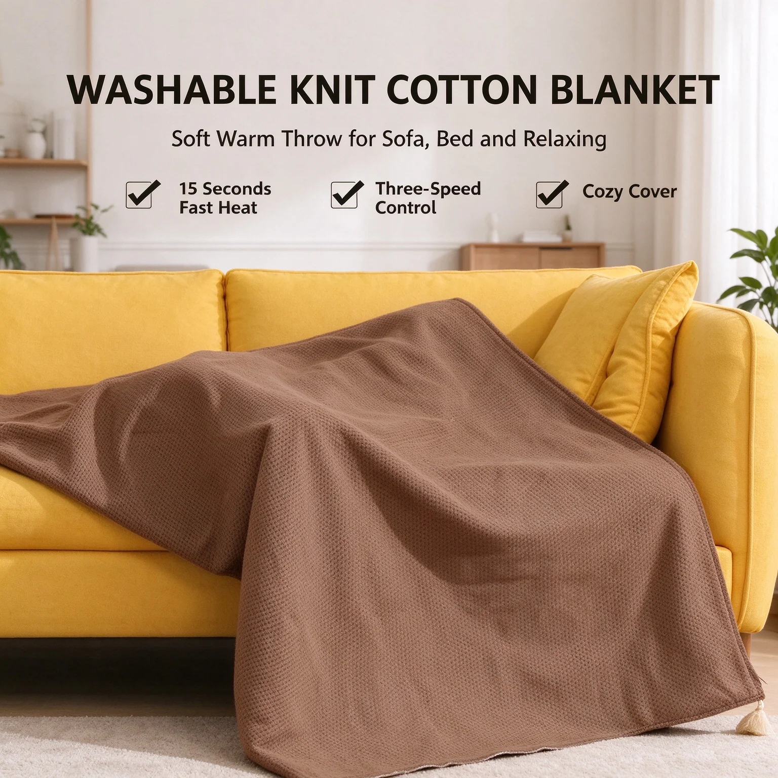 Washable USB Heating Blanket Shawl for Car Outdoor Camping and Office